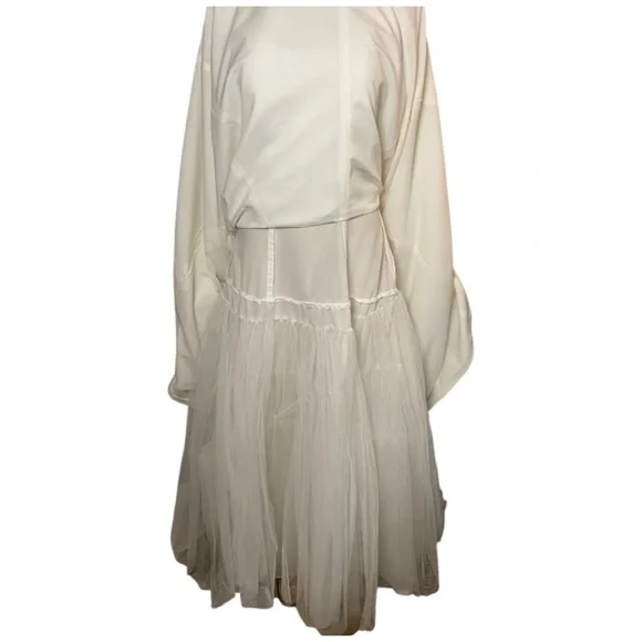 Michelangelo Satin Ivory Wedding Gown Dress With Pearls & Beading Size 6 - Picture 9 of 16